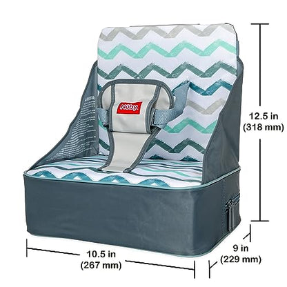 Nuby Easy Go Booster Seat - Travel Booster Seat for Babies and Toddlers - Holds Up to 35 Pounds - 9+ Months - Gray Chevron - color: Chevron