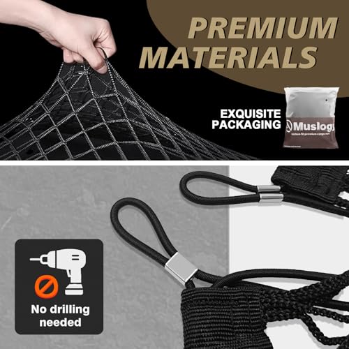 Muslogy Truck Bed Cargo Net Trunk Netting Compatible with 2018-2023 Chevy Traverse Accessories, Pickup Cargo Organizer SUV Sedan Storage Net w/Heavy Duty Carabiners - style: 2018-2023 Traverse