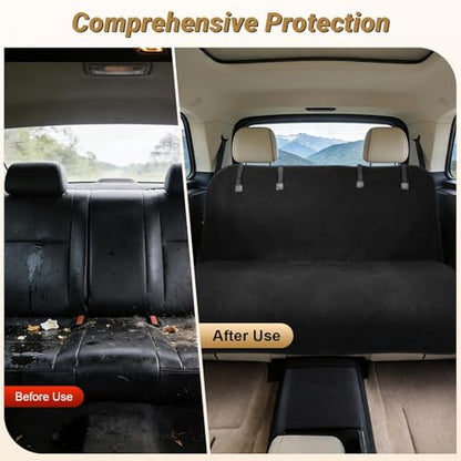 Back Seat Cover for Car SUV Van Trucks, Waterproof Car Seat Towel Cover After Gym, Sweat Rear Bench Towel Backseat Protector for Dogs Kids, Universal Fit, Non-Slip, Black (55" x 29") - color: Black-Car Back Seat Cover