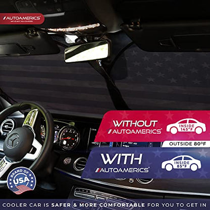 Autoamerics 1-Piece Windshield Sun Shade Dark Camo American Flag USA Design - Foldable Car Front Window Sunshade for Most Sedans SUV Truck - Blocks Max UV Rays and Keeps Your Vehicle Cool - Large - color: USA DARK CAMO FLAG, size: LARGE = 64 x 33.5 inches