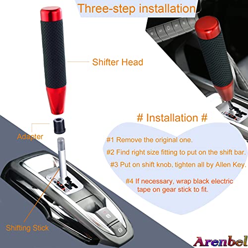 7" Long Weighted Gear Shifter Knob Leather Covered Alloy Car Stick Shift Lever Handle Fit Most Manual Vehicles, Red - color: Red