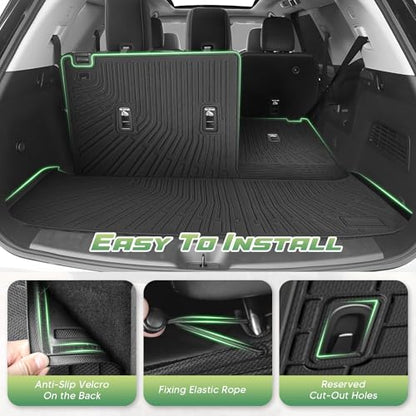 Cartist Floor Mats and Cargo Liner Fit for Nissan Pathfinder 7 Seats 2022-2026 All Weather TPE Floor Mat Pathfinder Accessories Heavy Duty Carpet Protection (Trunk Mat with Backrest Mat+Floor Mats) - size: 5)Nissan Pathfinder 7【22-26】Full set