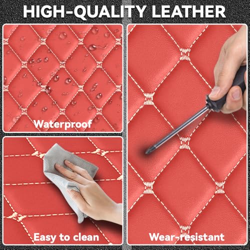 Car Floor Mats Fit for Nissan Kicks 2022-2025 All Weather Durability Leather Car Floor Mats, Skidproof Pedal, Waterproof, Wear-reistant(Red Beige) - color: Red Beige