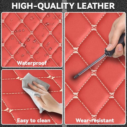 Car Floor Mats Fit for Nissan Kicks 2022-2025 All Weather Durability Leather Car Floor Mats, Skidproof Pedal, Waterproof, Wear-reistant(Red Beige) - color: Red Beige