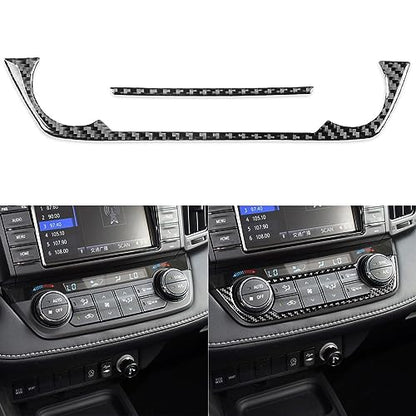 NVCNX Real Premium Carbon Fiber Car Dashboard AC Panel Cover Decal Compatible with Toyota RAV4 2013 2014 2015 2016 2017 2018 XLE LE Limited SE Adventure Platinum Hybrid Interior Trim Accessories Black - color: Ac Panel