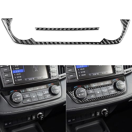 NVCNX Real Premium Carbon Fiber Car Dashboard AC Panel Cover Decal Compatible with Toyota RAV4 2013 2014 2015 2016 2017 2018 XLE LE Limited SE Adventure Platinum Hybrid Interior Trim Accessories Black - color: Ac Panel