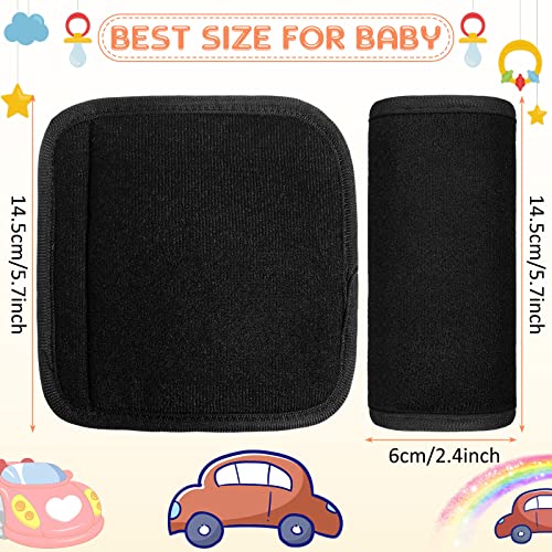 Riakrum 6 Pieces Car Seat Strap Pads Covers for Baby Kids, Carseat Strap Covers Shoulder Pads, Soft Seat Belt Cover for Infant Stroller Safety Belt Cushion for Boy and Girl, 2.4 x 5.7 Inches(Black) - color: Black