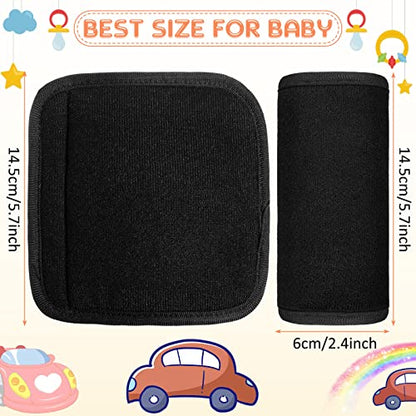 Riakrum 6 Pieces Car Seat Strap Pads Covers for Baby Kids, Carseat Strap Covers Shoulder Pads, Soft Seat Belt Cover for Infant Stroller Safety Belt Cushion for Boy and Girl, 2.4 x 5.7 Inches(Black) - color: Black