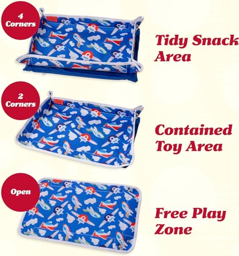 Lusso Gear Airplane Tray Table Cover - Organize Kids Travel Essentials - Pockets for Airplane Toys for Toddlers 1-3 - Foldable Tablet Stand for Travel Toddler Essentials (Mermaids) | with Pockets, on Plane or Train, Airplane Must Haves, Flying Essentials,