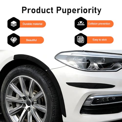 2 PCS Car Wheel Eyebrow Strips, Thickened Anti Collision Arch Lip Trim Strips, Self Adhesive Car Wheel Eyebrow Protector, Universal for Most Vehicles (Black) - color: Black