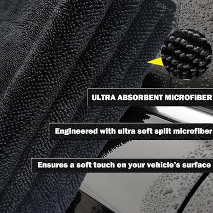 Car Drying Towel (36"x 24"/3ft x 2ft), 2 Pack Ultra Absorbent Microfiber Drying Towels for Cars, Leave No Streaks, Scratches or Water Spots, Extra Large Drying Towels Car Detailing for Cars