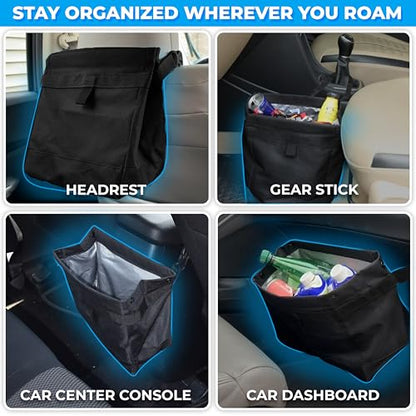 EcoNour Foldable Car Trash Bag Hanging, Garbage Bag and Waterproof Trash Can for Car, Leakproof Trash Can, SUV and Truck Seat Backs, Home, Office - Holds 2.5 Gallons (Black) - size: Trash Bag without Lid