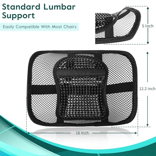Samyoung 2 Pack Mesh Back Lumbar Support, Back Support Seat Cushion with Breathable Mesh for Office Chairs Car 12” x 16” - color: Black * 2