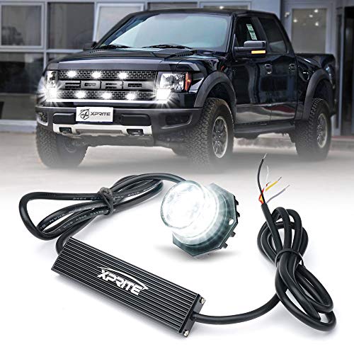 Xprite Hideaway Strobe Lights White LED Strobe Light Kit with 14 Flash Patterns Grill Strobe Lights for Trucks Surface Mount Headlight Taillight Emergency Warning for Work and Tow Vehicles - 1PC - color: White, size: 1pc
