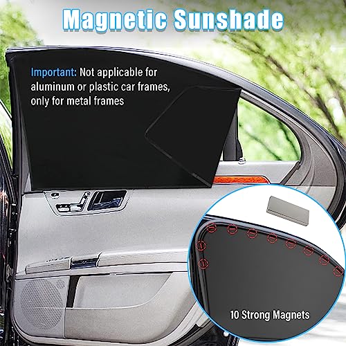 Kewucn Car Window Sun Shade, 2PCS Auto Front and Rear Windshield Curtains with Magnetic, UV Rays Protection&Sun Heat Block Car Window Covers, Universal Privacy Sunshades for Cars (Black-Front Window) - color: Black-Front Window