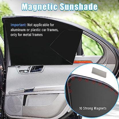 Kewucn Car Window Sun Shade, 2PCS Auto Front and Rear Windshield Curtains with Magnetic, UV Rays Protection&Sun Heat Block Car Window Covers, Universal Privacy Sunshades for Cars (Black-Front Window) - color: Black-Front Window