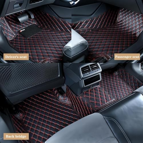 Custom Luxury Car Floor Mats Suitable for All Sedans, Sports Cars,SUV, Business Vehicles, Trucks, Waterproof and Anti Slip Fully Covered Leather Floor Mats (Beige and Black)