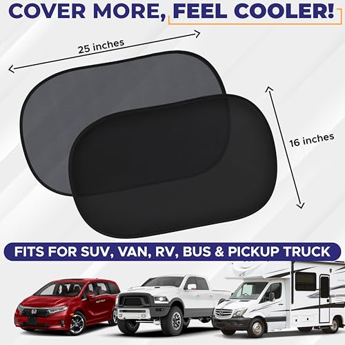 EcoNour Car Window Shade for Baby (4 Pack) | Cling Sun Shade for SUV, Van, RV, Bus & Pickup Truck | Sun Protection for Car Side Window | Sun Blocker Shade for Baby | X-Large 25" x 16" - size: X-large - 4 Pack