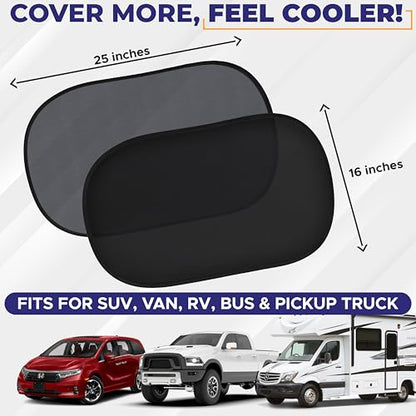 EcoNour Car Window Shade for Baby (4 Pack) | Cling Sun Shade for SUV, Van, RV, Bus & Pickup Truck | Sun Protection for Car Side Window | Sun Blocker Shade for Baby | X-Large 25" x 16" - size: X-large - 4 Pack