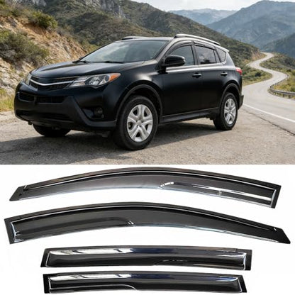 Window Visors Rain Guards Deflectors Compatible with 2013-2018 Toyota RAV4,Side Window Deflector Sun Shade Vent Visors Weather Shields for RAV4 13-18,Car Accessories Smoke 4-Pieces Set - size: 2013-2018 RAV4