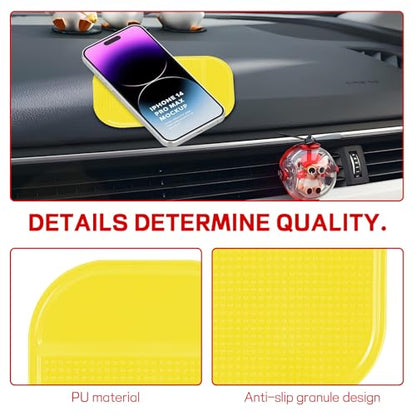 10PCS Car Dashboard Non-Slip Mat, Multifunctional Anti-Slide Sticky Pad for Auto Dashboard, Anti-Slip Dash Pad for Cell Phone, Radar Detector, Keys, Glasses, GPS, Coins (Yellow) - color: Yellow