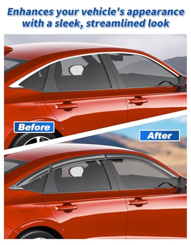 6-PCS Extra-Thick Rain Guards Fit for Honda Civic Sedan 2022-2026 Extra Durable Tape-on Window Rain Guard Window Deflectors Vent Shades Window Visor Vent Visors Exterior - size: Fit for 2022-2026 Honda Civic Sedan