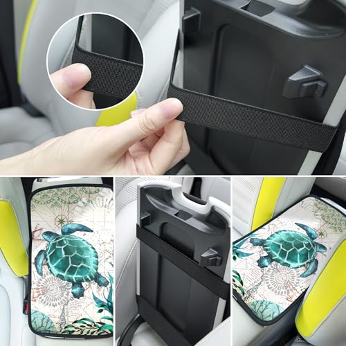 Universal Car Center Console Cushion Pad,Sea Turtle 2 Car Armrest Pad Car Armrest Seat Box Cover Protector for Most Vehicle, SUV, Truck, Car - color: Sea turtle 2