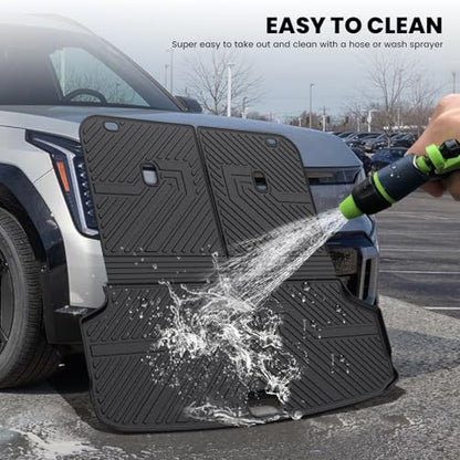 LASFIT Backrest & Cargo Mats for Kia EV9 2024-2026, All Weather TPE Easy Clean Durable No-Curling Custom Fit for Kia EV9 2026 2025 2024 Trunk Liners & Seatback, Black - size: 3)For Kia EV9 | 2024-2026 | Cargo