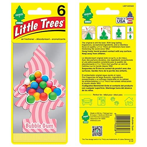 LITTLE TREES Car Air Freshener | Hanging Tree Provides Long Lasting Scent for Auto and Home | 24 Air Fresheners |Bubble Gum - color: Bubble Gum