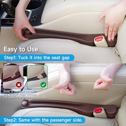 Car Seat Gap Filler 2 Pack Soft Foam Multifunctional Seat Side Gap Filler with Organizer & Hook Function, 3in1 Gap Stopper Universal Fit Car SUV Truck Fill The Gap Between Seat & Console (Deep Brown) - color: Dark brown, size: Most Cars – Standard