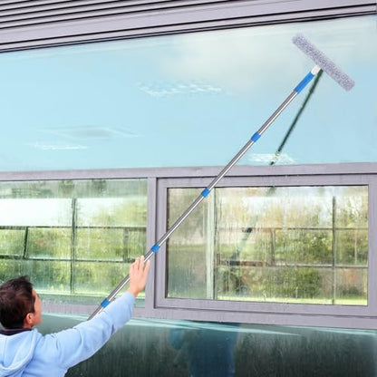 Mitclear 10 Feet Professional Squeegee Window Cleaner Tool with Extension Pole, Car Windshield Cleaning Kit with Long Handle, Window Washing Equipment for Indoor Outdoor Windows & Car Glass - size: 10 feet