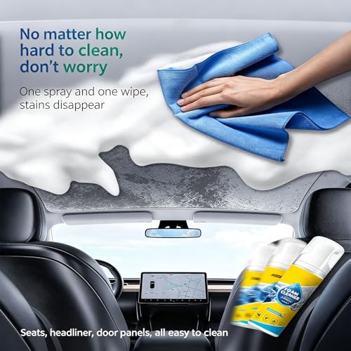 4-In-1 Multi-Enzyme Foam Cleaner,Foam Cleaner Multi Purpose,Powerful & Multipurpose Car Interior Foam Cleaners,Lemon Fresh Scent,Deep Clean Car,Kitchen,Bathroom,Sofa