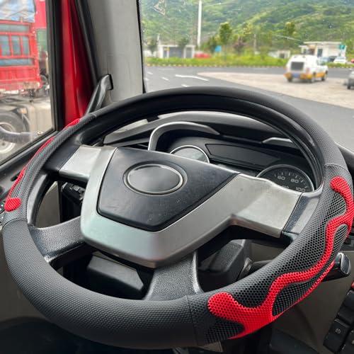 PINCTROT XL Size 17.5-18 Inch Comfy Grip Steering Wheel Cover for Semi Truck, Fits RV, Big Rig Trucker, 18 Wheeler and Classic Cars, Anti-Slip Design 17.5-18 Inch(Silicone Red) - color: 2.Red, size: Extra Large Size[17 1/2''-18'']