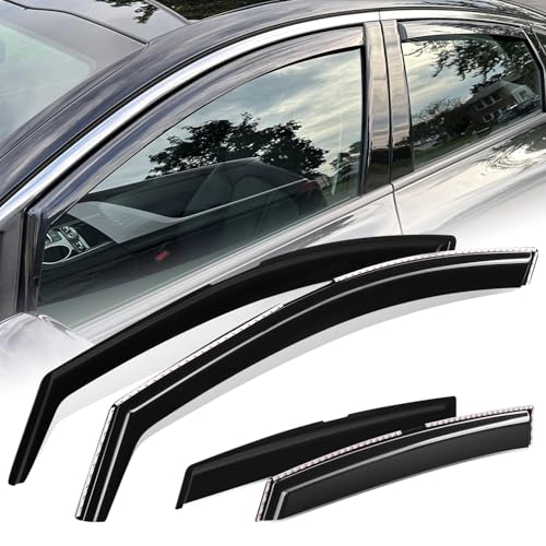 Auto Dynasty in-Channel Window Visors Compatible with 2016-2025 Chevrolet Malibu, 4Pcs Front Left Right Window Deflectors Rain Guards Sun Wind Air Side Vent Shade, Glossy Black
