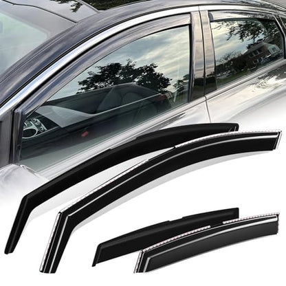 Auto Dynasty in-Channel Window Visors Compatible with 2016-2025 Chevrolet Malibu, 4Pcs Front Left Right Window Deflectors Rain Guards Sun Wind Air Side Vent Shade, Glossy Black