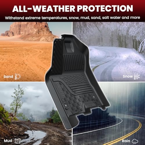 LASFIT Floor Mats for Ram 1500 Crew Cab 2025 2026 with Rear Under-Seat Factory Storage Bucket Seat, All Weather TPE Custom Fit Car Mats Floor Liners 1st & 2nd Row, Black - style: 1) 1500 | 2025-2026 |Crew Cab with Storage Floor Mats