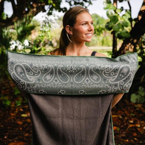 Sprints Athletic Running Towel, Full-Sized, Car Seat Cover - Performance Microfiber (Paisley Probs Green) - color: Paisley Probs Green