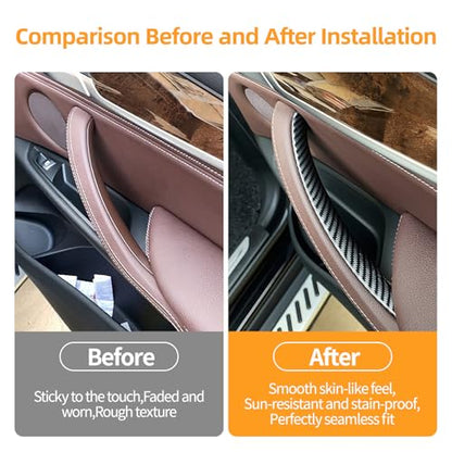 3 PCS Door Handle Covers Compatible with BMW X5 E70 2008-2013, X6 E71/E72 2008-2014 Accessories, Front Rear Left Right Side Inner Door Pull Handle Cover, Carbon Fiber Pattern - color: Carbon Fiber Pattern