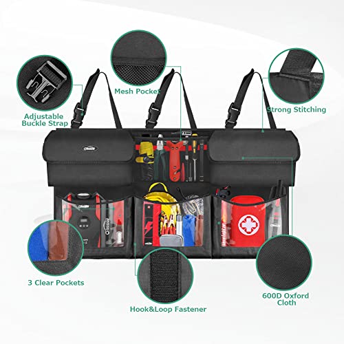 Oasser Trunk Organizer for Car, Hanging Car Organizer with 6 Large Pockets 3 Adjustable Straps 43.3x19 Inch - size: Regular-43.3x19in