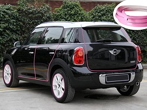 Soft Pink Car Motor Bike Self-Adhesive Exterior and Interior Molding Trim Universal Dashboard Bumper Window Door Body Side Decorative Strip Scratch-Proof (Width: U Shape, 25Ft) - size: 25Ft, style: Width: U Shape