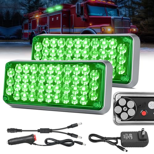 Nilight 2PCS 42LED Green Magnetic Strobe Lights Portable Warning Hazard Light Surface Mount Waterproof 5 Patterns for 12V 24V Cars Trucks Van Off Road Vehicles ATV - color: 42LED Green