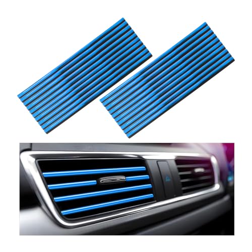 Yourkar 20 PCS Car Air Conditioner Decoration Strip, Flexible Air Vent Outlet Trim Decoration, Waterproof Decorative Trim for Air Vent Outlet for Most Vehicles, Car Accessories (Shiny Blue) - color: Shiny Blue
