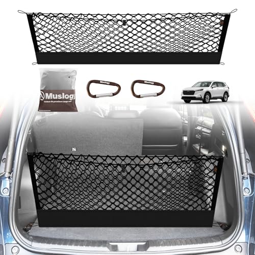 Muslogy Truck Bed Cargo Net Trunk Netting Compatible with 2023-2025 2026 Honda CR-V Accessories, Pickup Cargo Organizer SUV Sedan Storage Net w/Heavy Duty Carabiners - style: 2023+ CR-V