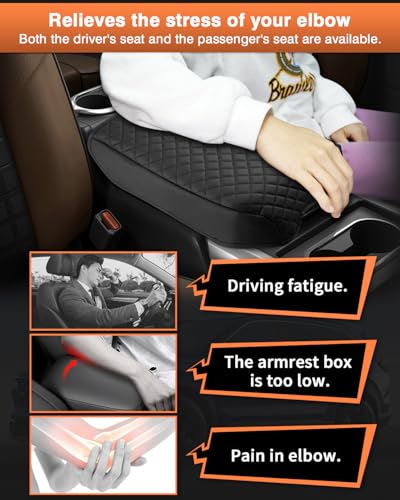Shademax Center Console Cover for Nissan Titan 2016-2024 Accessories Armrest Cover Cushion Pad Leather Middle Console Cover Car Armrest Seat Box Console Lids Protector (Only for Bucket Seat Console) - size: Size for Nissan Titan 2016-2024