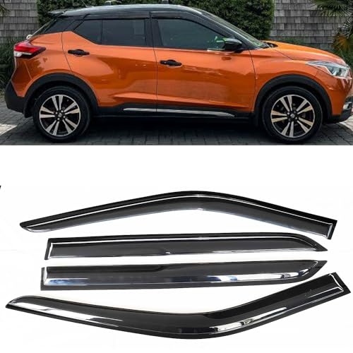 4PCS Window Visors Rain Guards Deflectors for Nissan Kicks 2018-2024 | Rain Guard Vent Visor | Smoke Tinted | No-Drill Installation | Reduce Wind Noise & Rain Protection | Weatherproof Car Accessories - size: 2018-2024 Kicks