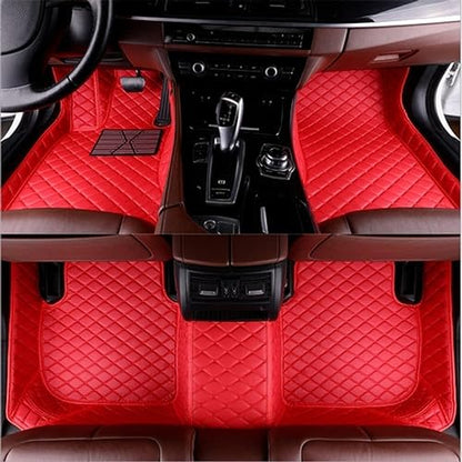 Custom Making Car Floor Mats for 96% Car Model Luxury Leather All Weather Waterproof Anti-Skid Full Coverage Liners (red) - color: red