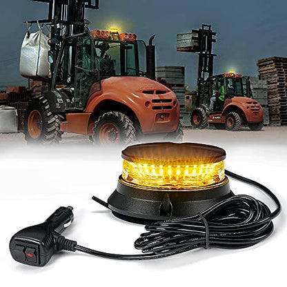 Xprite LED Rotating Beacon Light, 4.5Inch Super Bright Forklift Strobe Lights w/Magnetic Base for 12-24V Construction Truck Patrol Car Tractor Golf Carts-Amber - color: Amber
