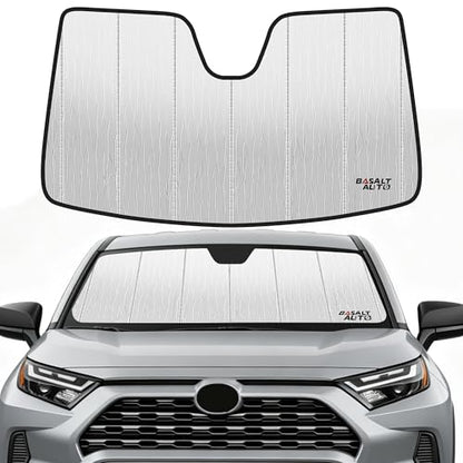 Windshield Sun Shade Compatible for 2019-2025 Toyota RAV4 Silver Reflective Foldable Front Sun Visor Sunshade Protector with Storage Bag Keep Interior Cool - size: 2019-2025-Toyota-RAV4
