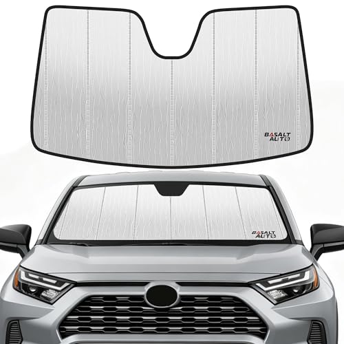 Windshield Sun Shade Compatible for 2019-2025 Toyota RAV4 Silver Reflective Foldable Front Sun Visor Sunshade Protector with Storage Bag Keep Interior Cool - size: 2019-2025-Toyota-RAV4