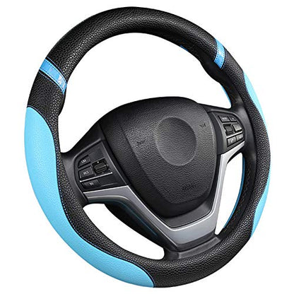 Universal Leather Steering Wheel Cover for Women Steering Wheel Cover for Car 15 inch (Blue) - color: Blue